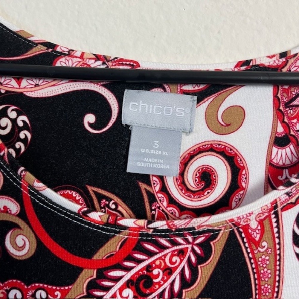 Chico's Paisley‎ Print Long Sleeve Top Sz 3 (XL) Artsy Elegant Casual Boho - Picture 2 of 10